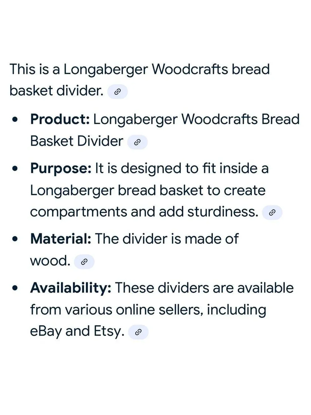 Longaberger Woodcrafts Wood Bread Basket Divider.